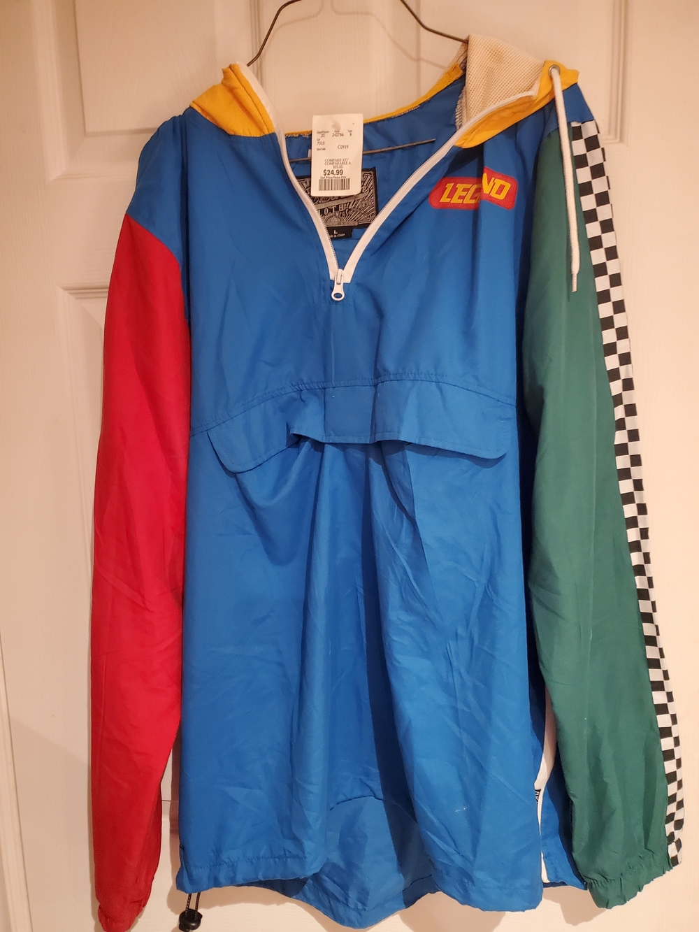 Men's Colorblock Windbreaker Jacket - Blue/Red/Green
